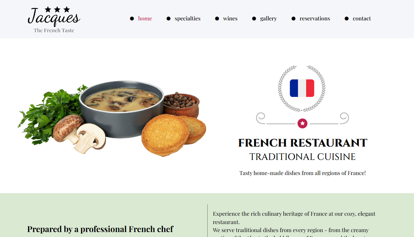 MetaVisia Portfolio - French Restaurant